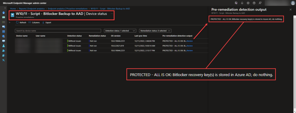 Migrate Bitlocker recovery key(s) to Azure AD.