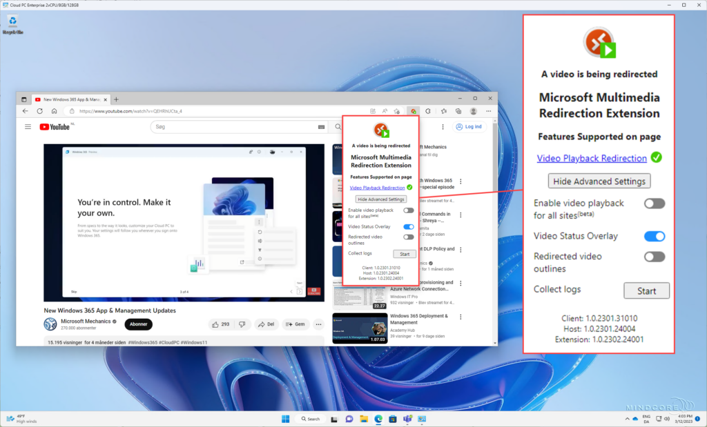 Windows 365 - Multimedia redirection