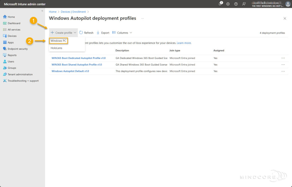 Deployment profile