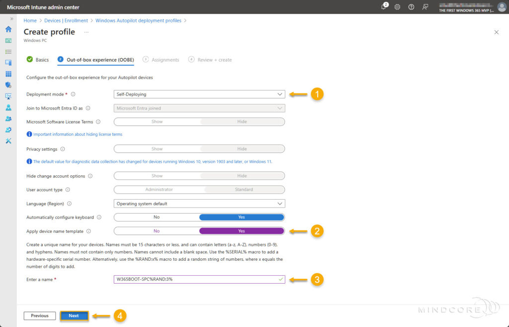 Deployment profile