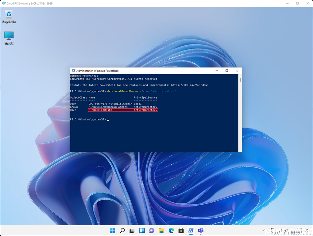 Manage local administrator rights on Windows 365 Cloud PCs. - Mindcore ...