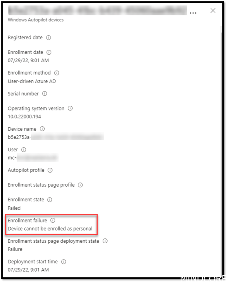Error Code C0090030 Intune error codes and solutions - Mindcore Techblog
