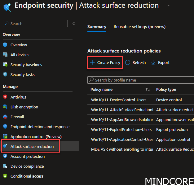 Assign ASR rules to servers through Microsoft Intune Admin Center ...
