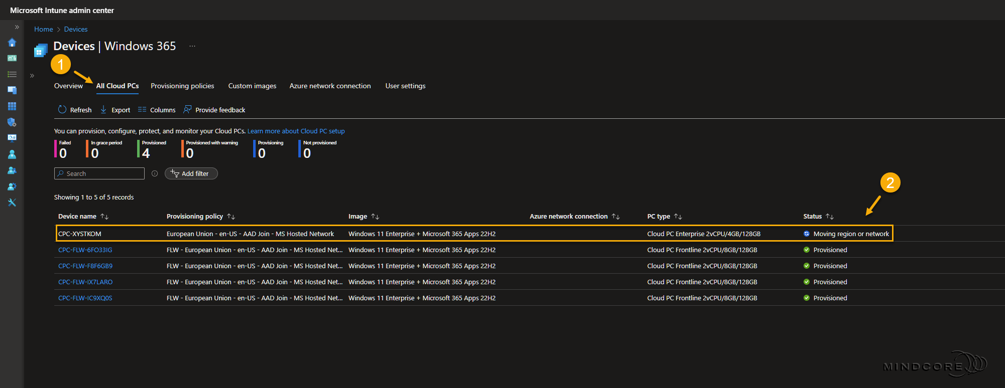 Move Cloud PCs to a new Azure Region - Mindcore Techblog